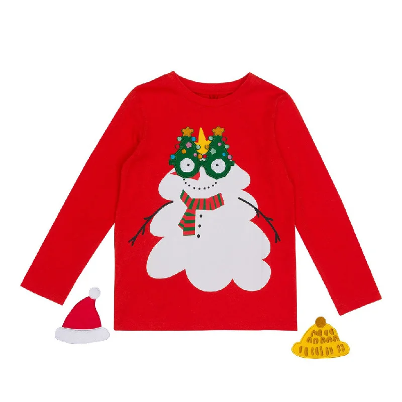 Christmas Snowman in Glasses Long-Sleeve T-shirt