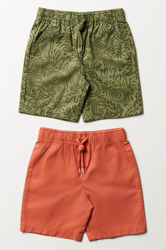 2 Pack Shorts Orange & Green