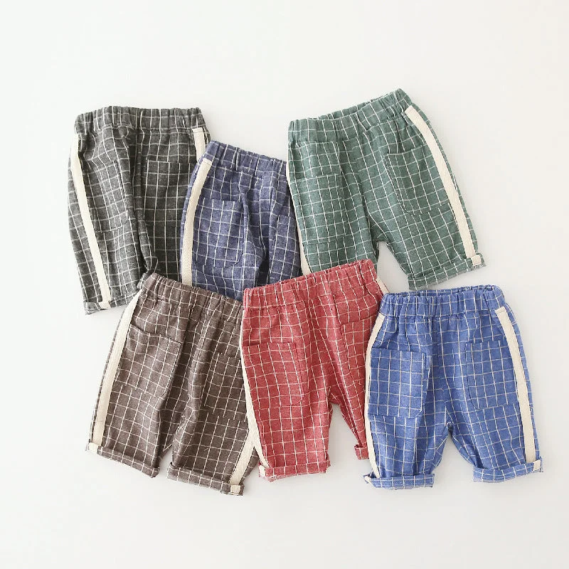 Baby Kid Boys Color-blocking Checked Shorts Wholesale 230303280