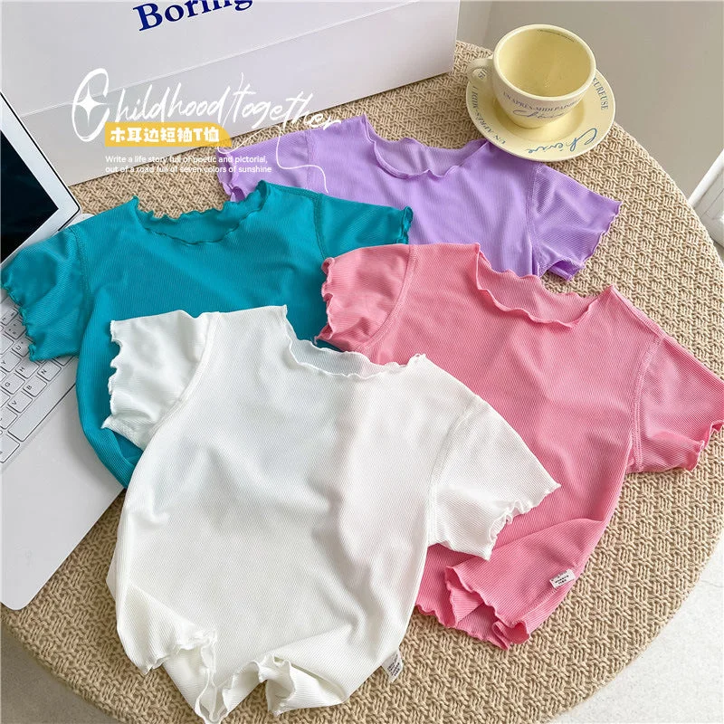 Baby Kid Girls Solid Color T-Shirts Wholesale 230411325