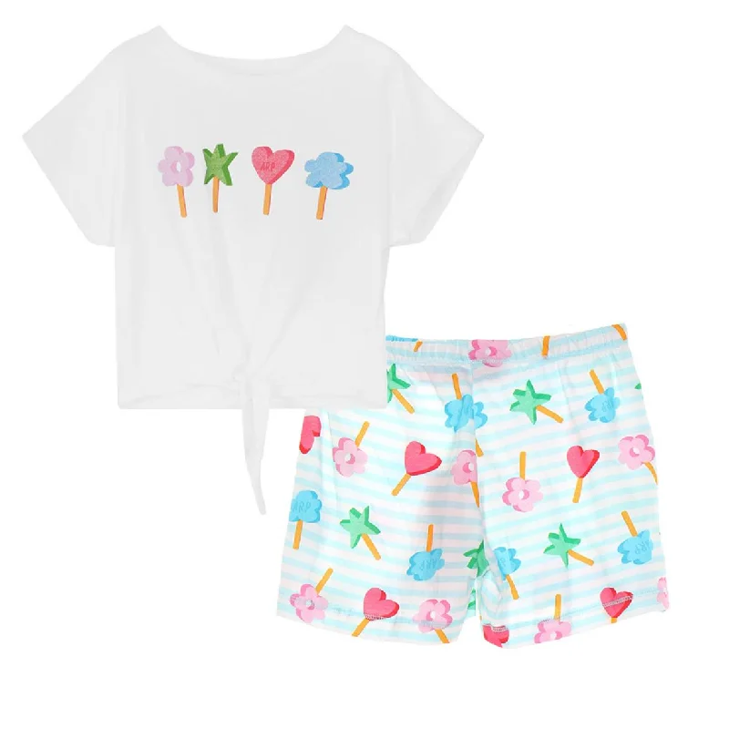 Agatha Ruiz de la Prada Girls Formentera Sky Ice Lolly Shorts & White T shirt