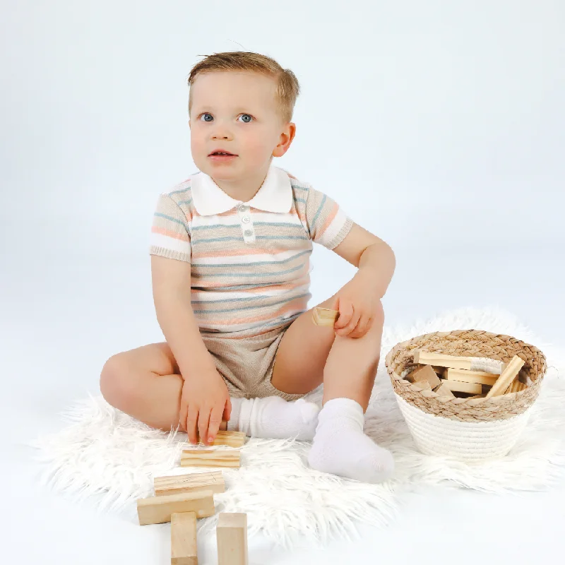 Artesania Granlei Boys Sand Striped Shorts Set