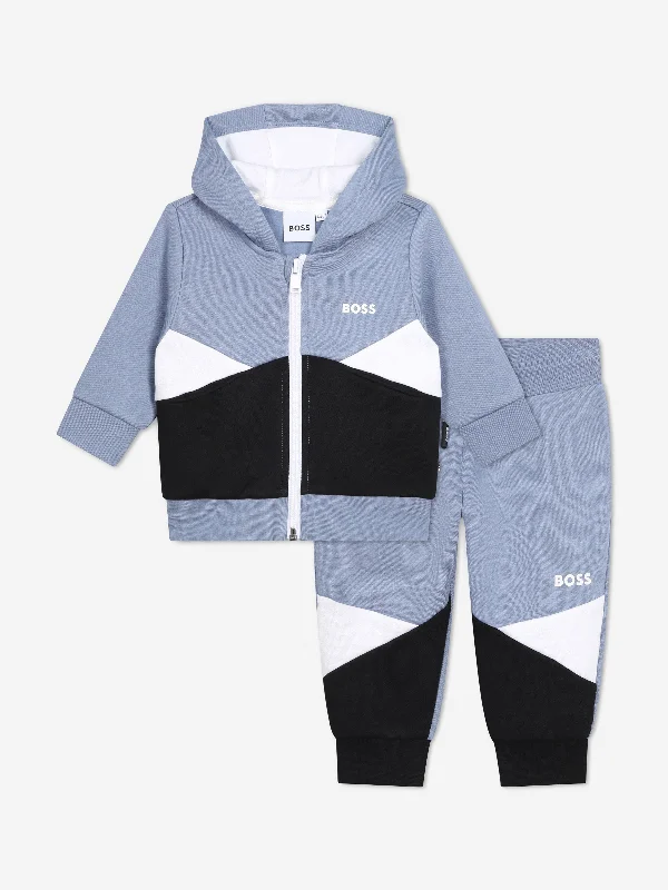 BOSS Baby Boys Colourblock Tracksuit in Grey