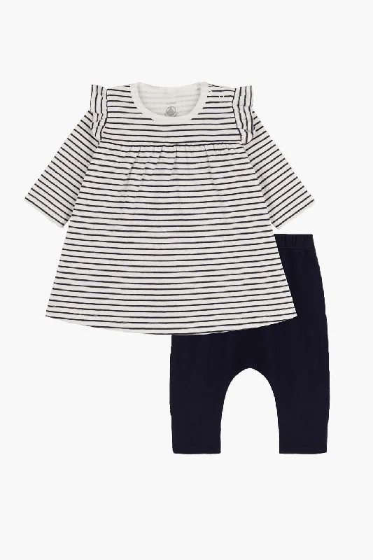 Baby Girl Dress Petit Bateau Classic Dress With Legging