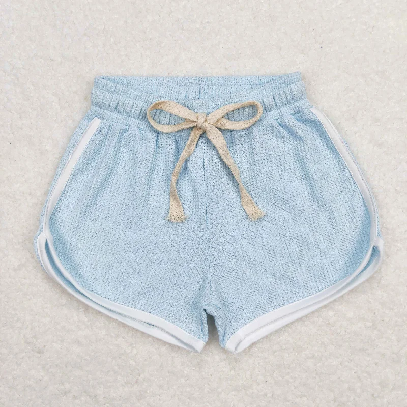 Baby Girl Summer Light Blue Cotton Shorts