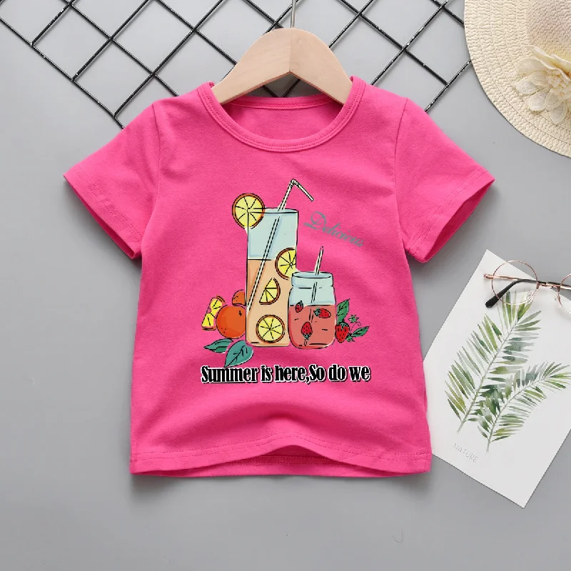 Baby Kid Girls Letters Fruit Polka dots Cartoon Print T-Shirts Wholesale 211109177