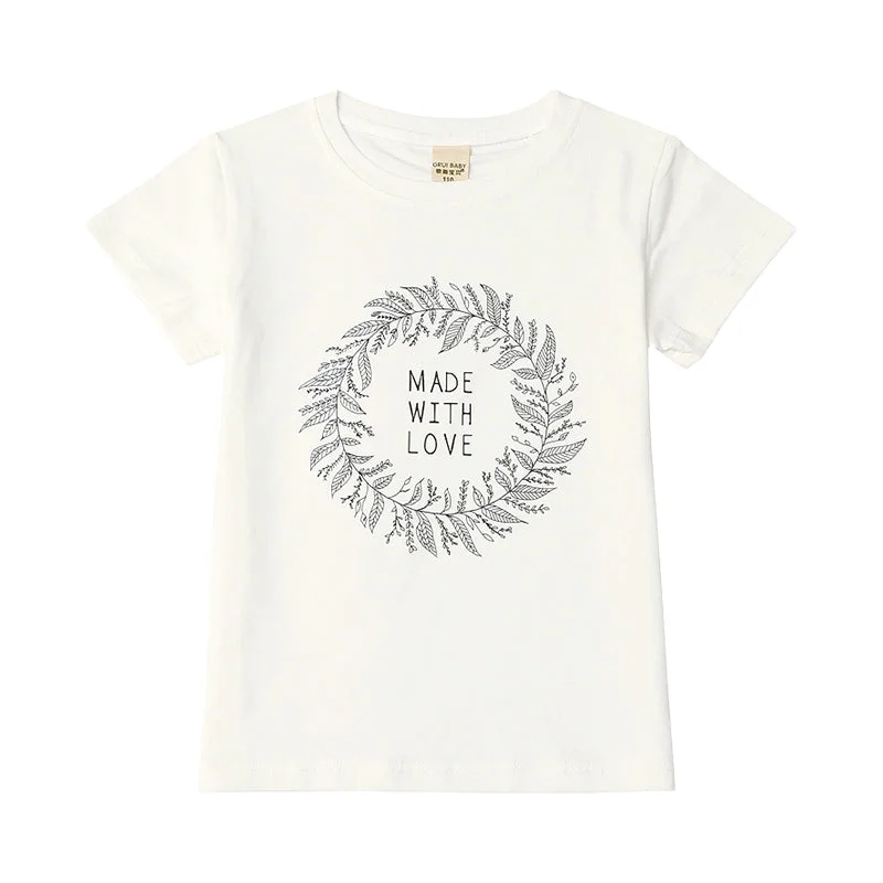 Baby Kid Unisex Letters Plant Print T-Shirts Wholesale 220310165