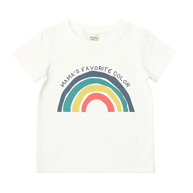 Baby Kid Unisex Letters Rainbow Print T-Shirts Wholesale 220310109