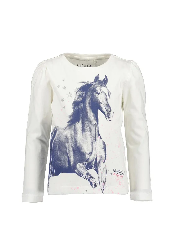 Blue Seven Girl Always Feel Good Horse Top, White