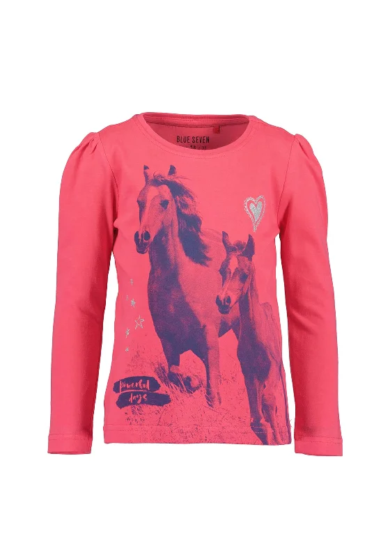 Blue Seven Girl Playful Days Horse Top, Dark Pink