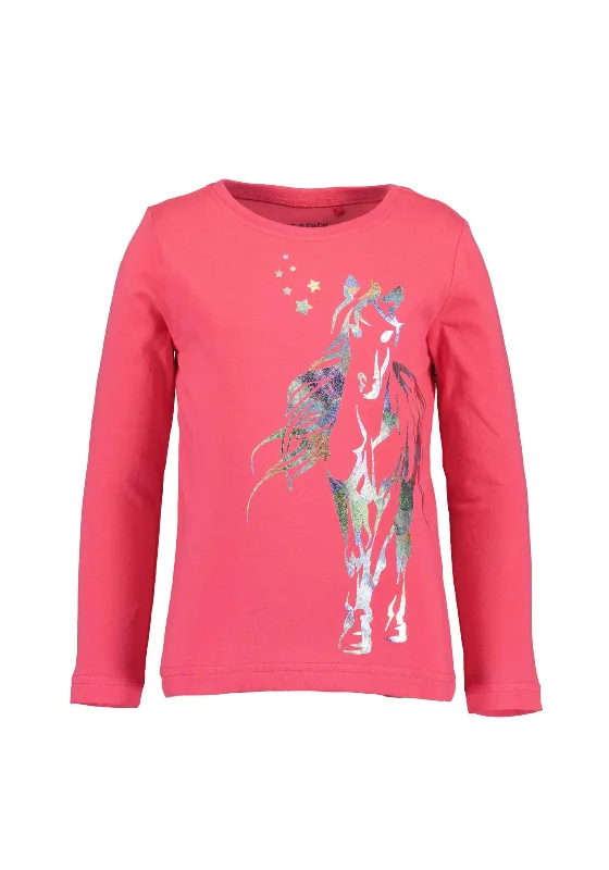 Blue Seven Girl Foil Unicorn Print Top, Pink