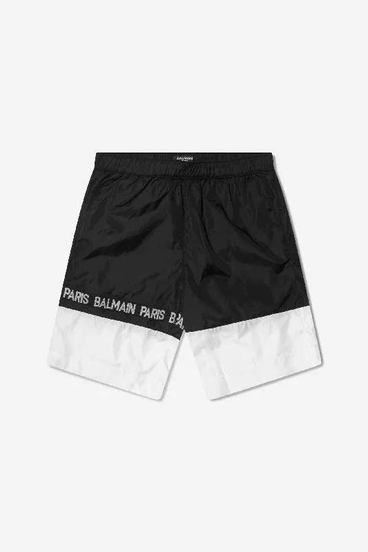 Balmain Boys Colourblock Logo Swim Shorts