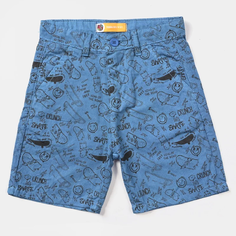 Boys Cotton Short Skate-Teal blue