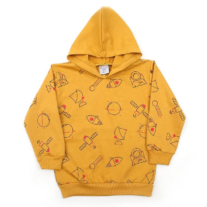 Boys Full Sleeves Hoodie T-Shirt - Mustard