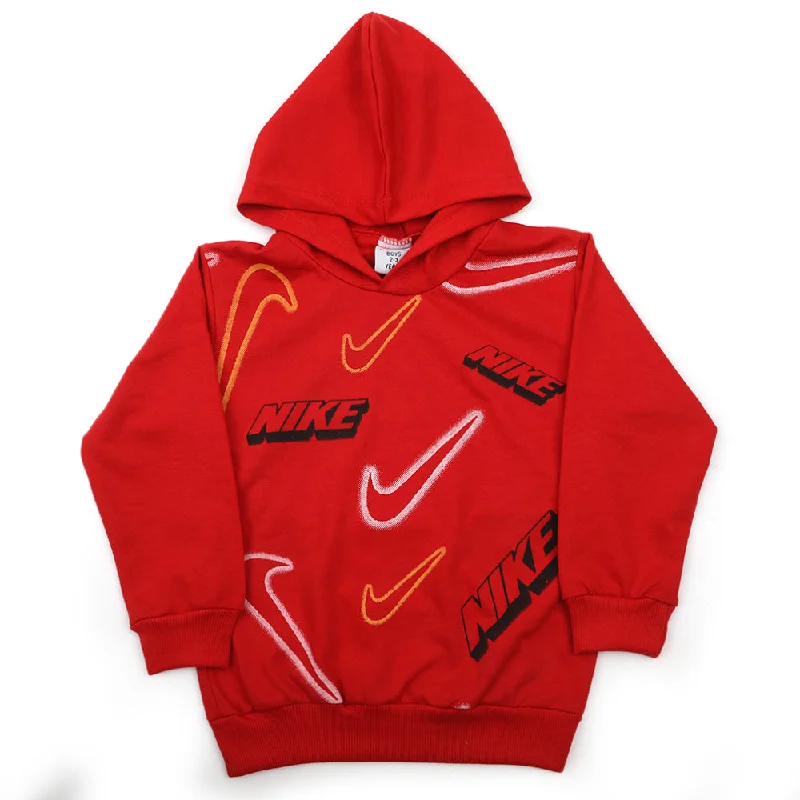 Boys Full Sleeves Hoodie T-Shirt - Red