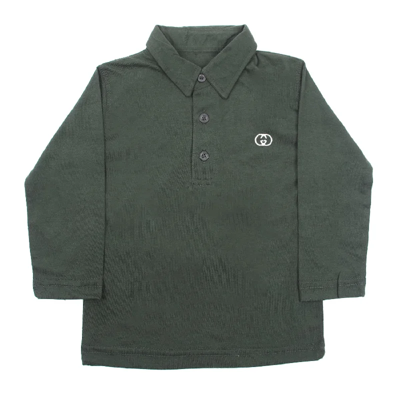 Boys Full Sleeves Polo T-Shirt - Dark Green