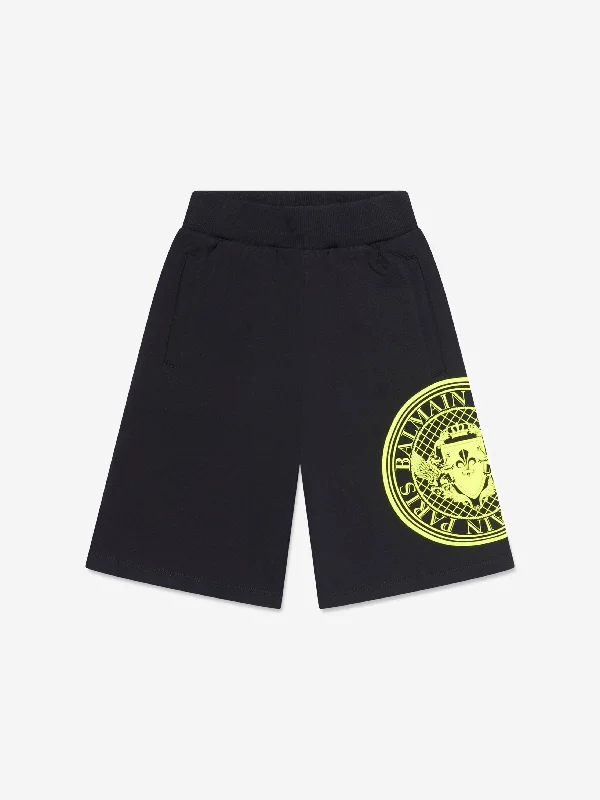 Balmain Boys Logo Jersey Shorts in Black