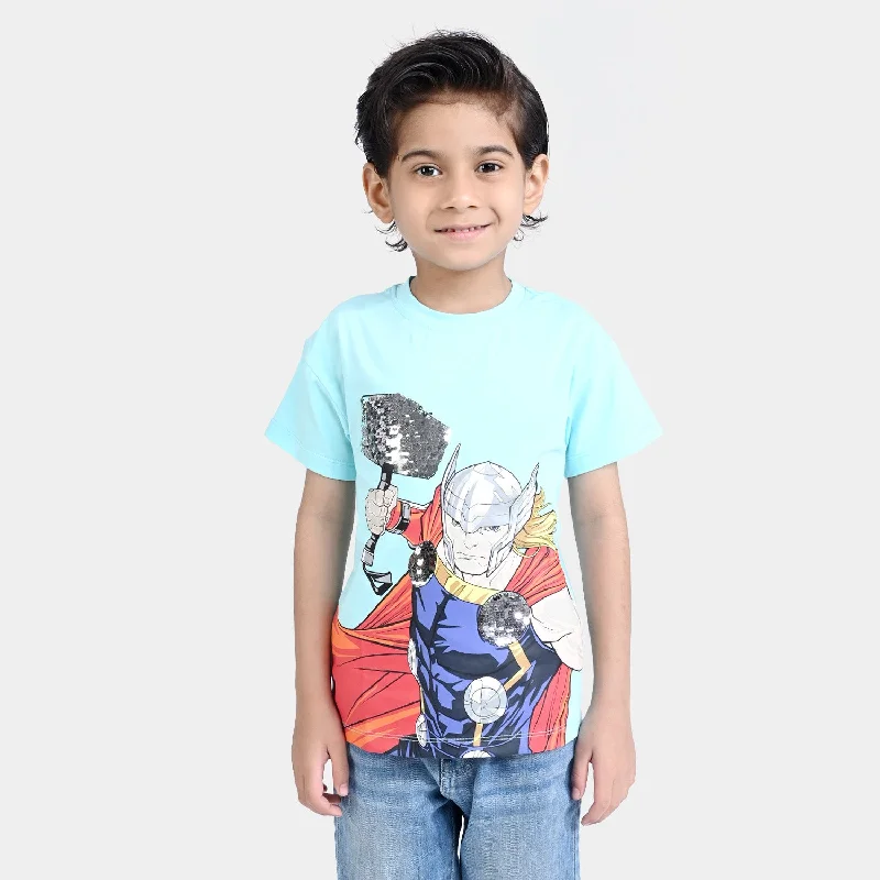 Boys Lycra Jersey T-Shirt Character-L-Blue