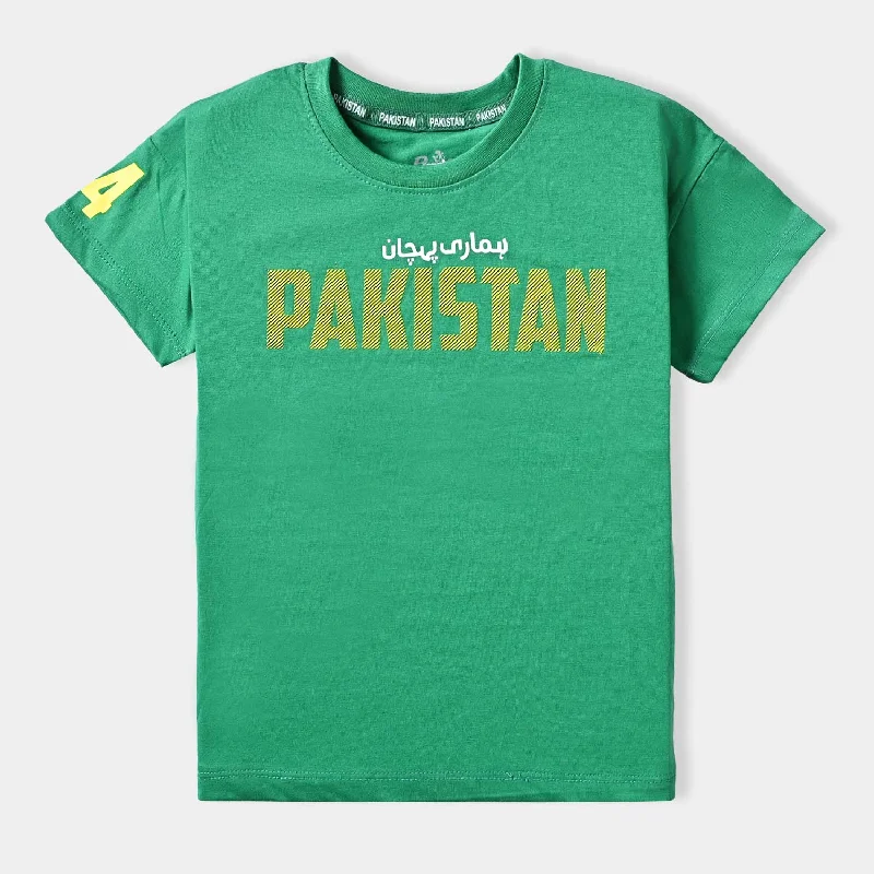 Boys Poly Cotton Jersey T-Shirt H/S Humari Pehchaan-Fern Green