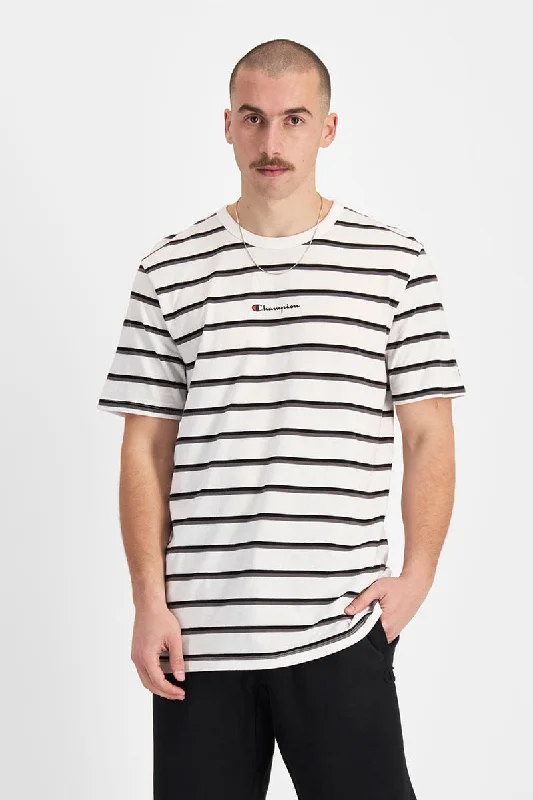 CHAMPION MEN'S STRIPE WHITE TEE