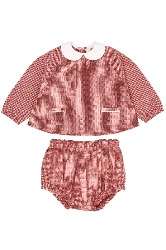 CHECK BABY SET - RED CHECK COMBI