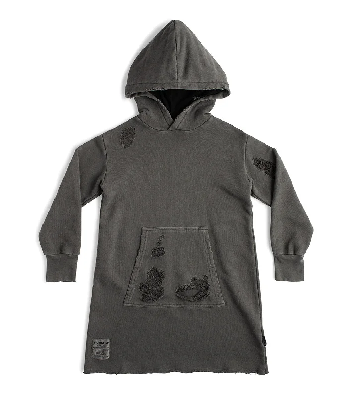 deconstructed hooded dress