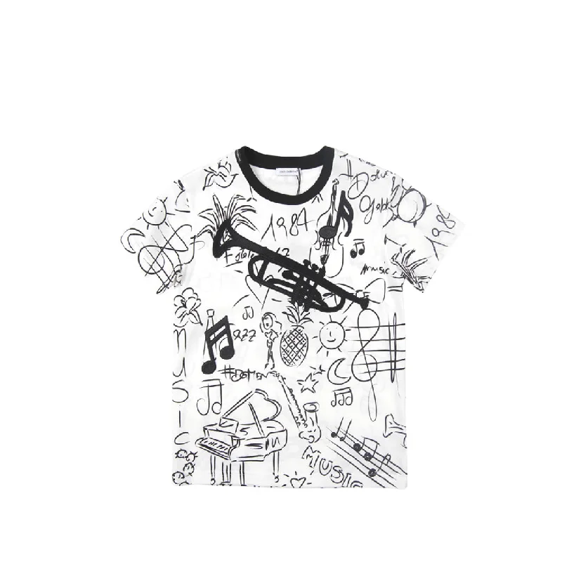 Dolce & Gabbana Jazz Print White T-Shirt