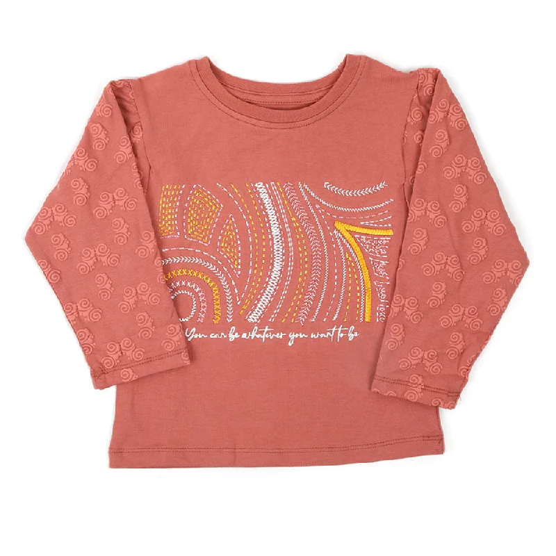 Eminent Girls Full Sleeves T-Shirt - Terracotta