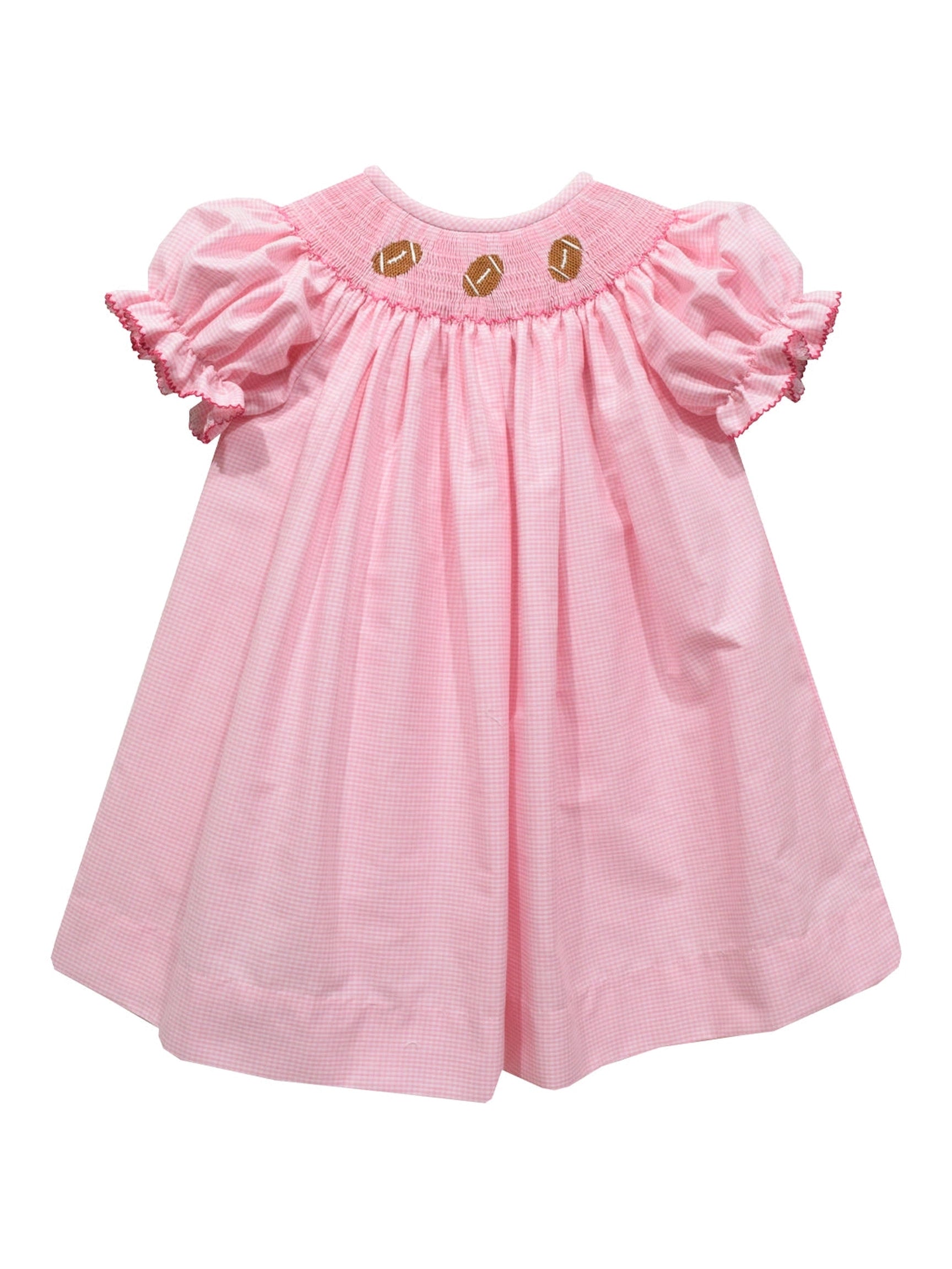 Football Pink Smocked Bishop Dress