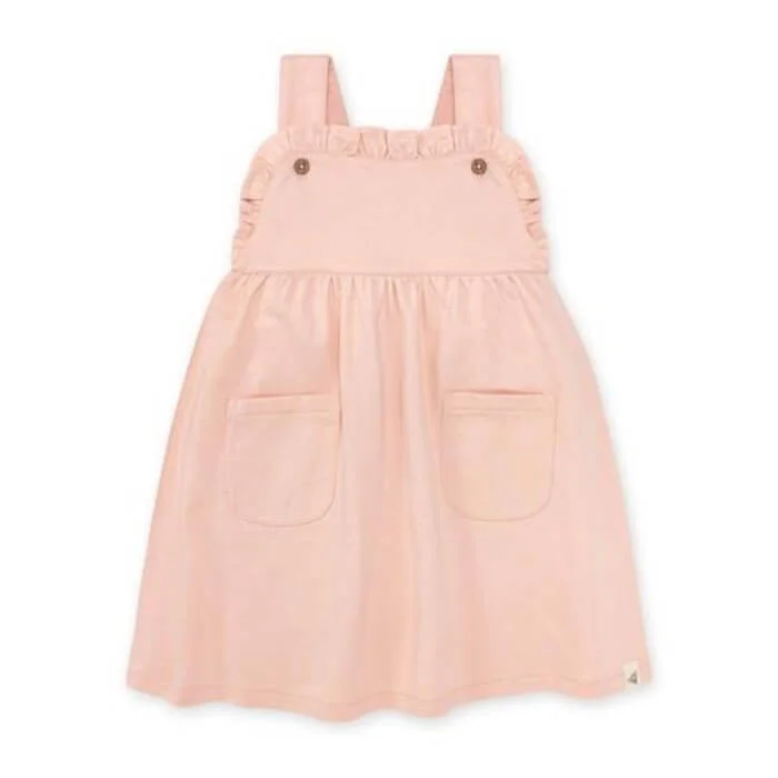 French Terry Organic Adjustable Toddler Pocket Dress - Pink Sand