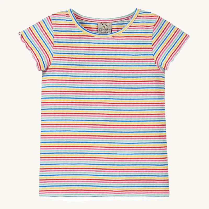 Frugi Lettuce Rib T-Shirt - Rainbow Stripe