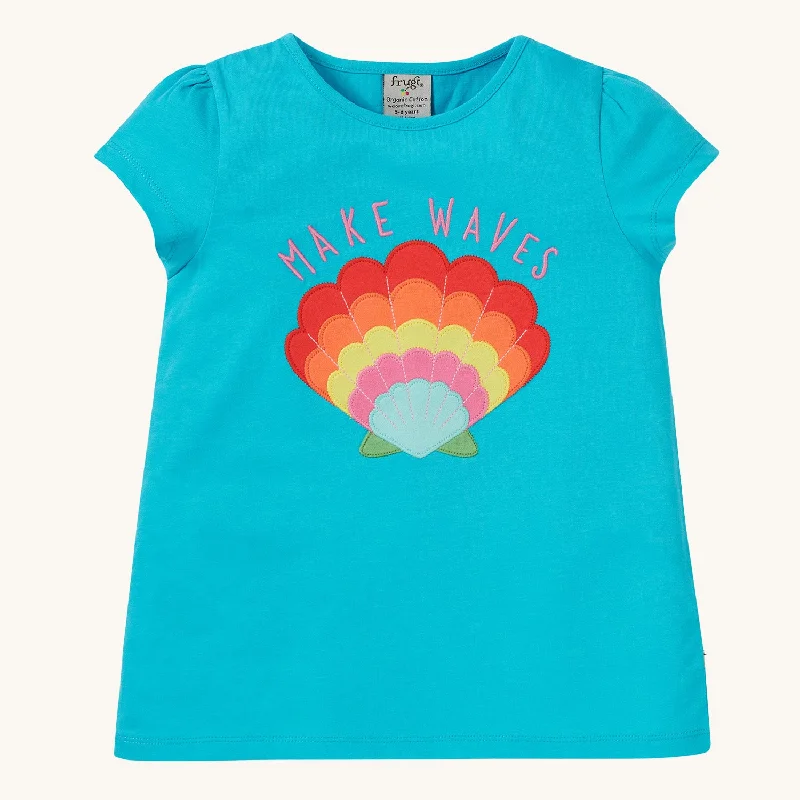 Frugi Cassia Applique T-Shirt - Tropical Sea / Shell