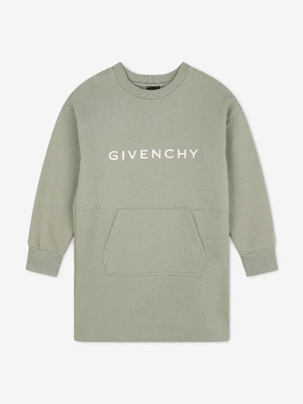 Givenchy Girls Logo Sweater Dress in Green