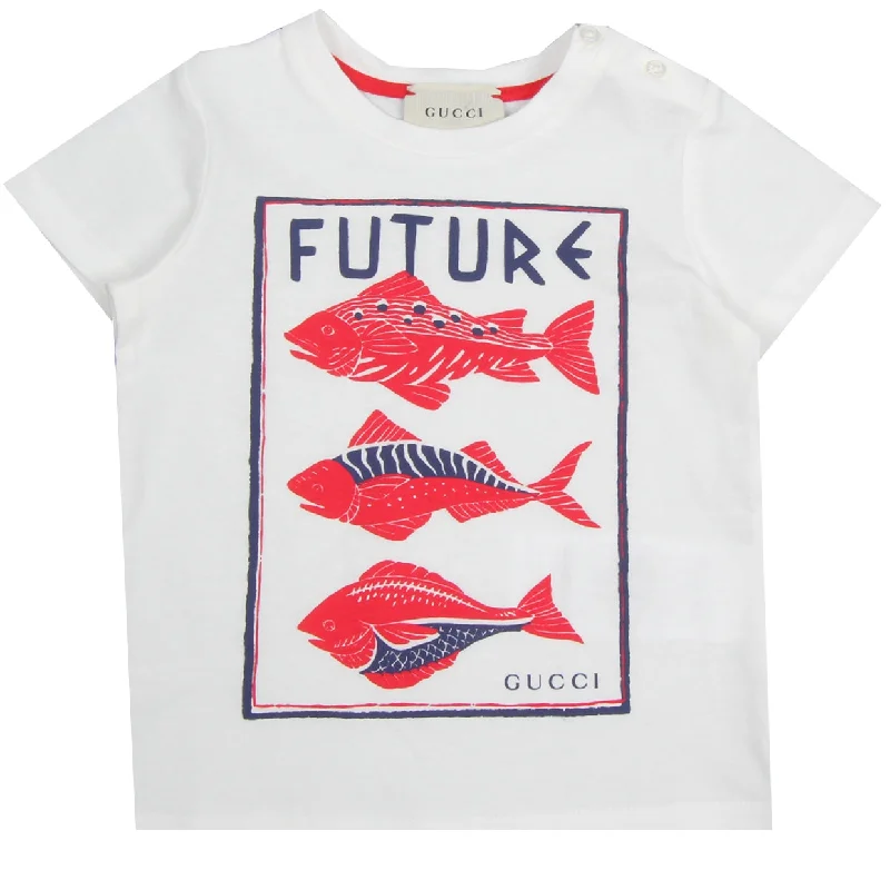 Gucci Baby Fish Print White T-Shirt