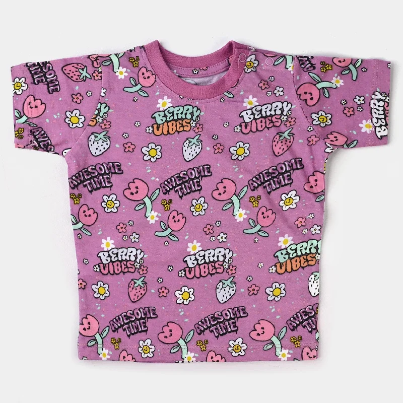 Infant Girls Cotton Jersey T-Shirt Berry Vibes-Violet Tulip