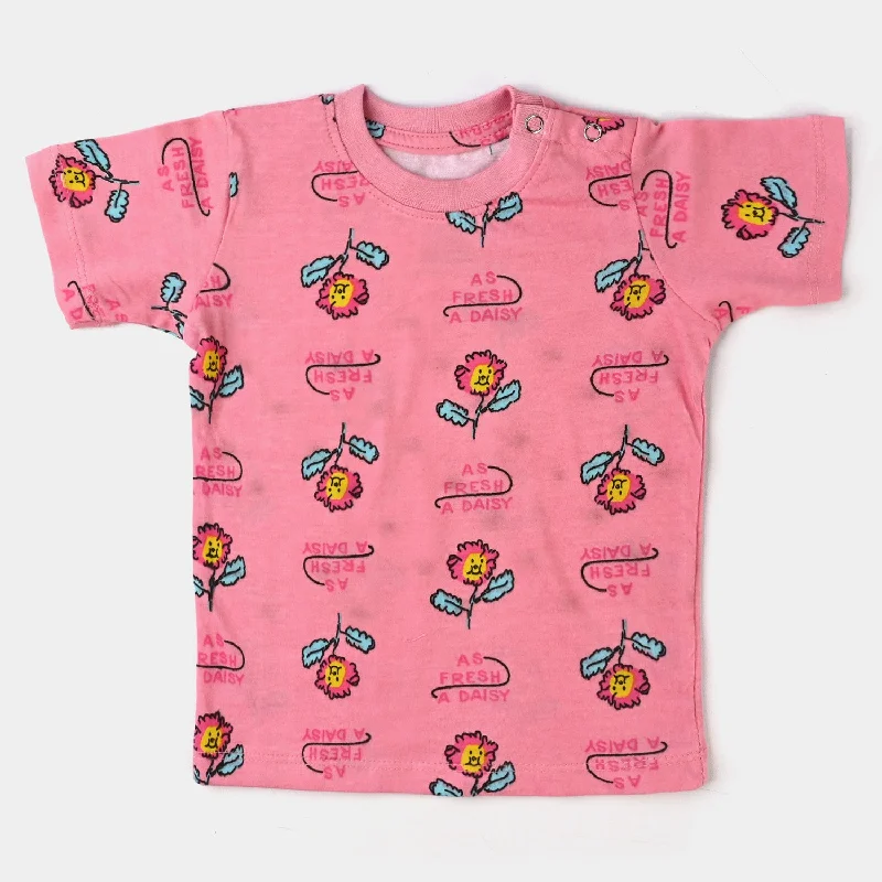 Infant Girls Cotton Jersey T-Shirt- Salmon