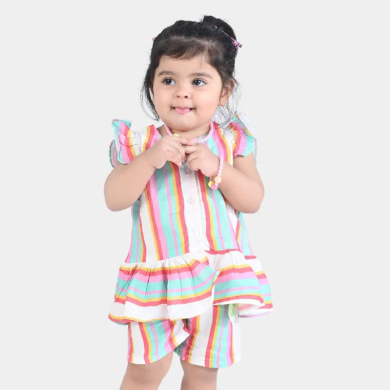 Infant Girls Viscose Casual Top Colour Full Lines-Multi