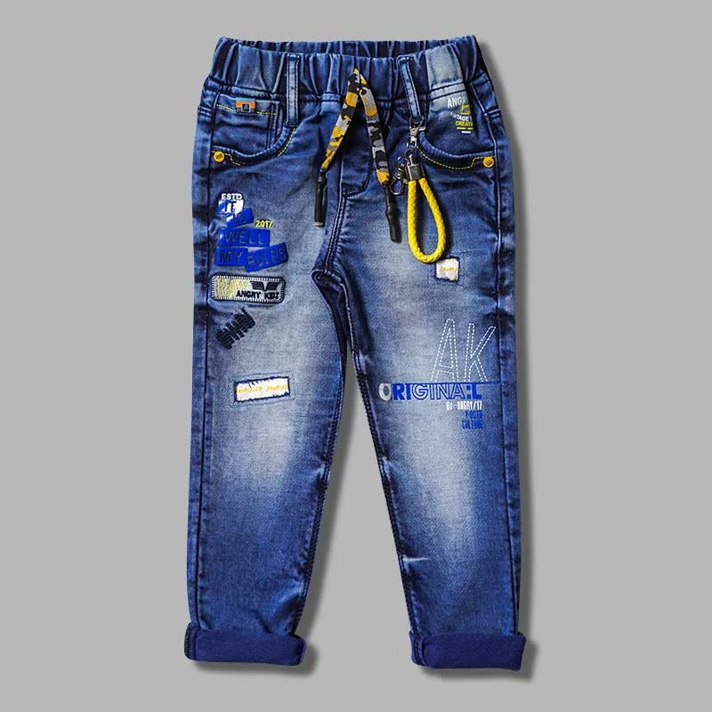 Blue & Dark Blue Drawstring Jeans for Boys