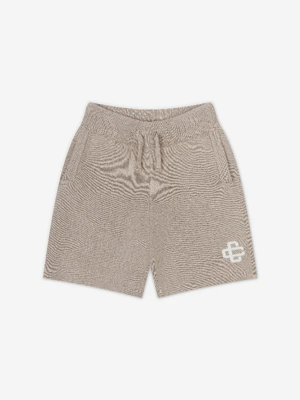 The Couture Club Kids Knitted Emblem Shorts in Beige