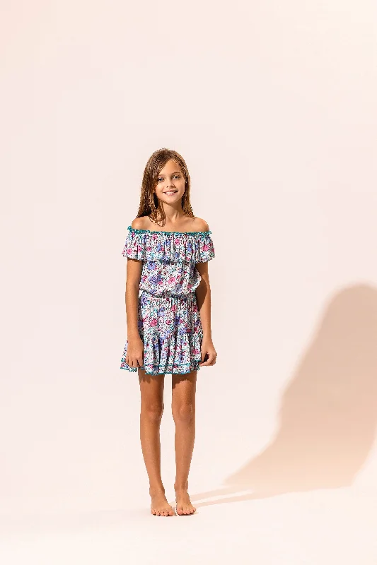 Kids Mini Dress Bella - Aqua Petunia