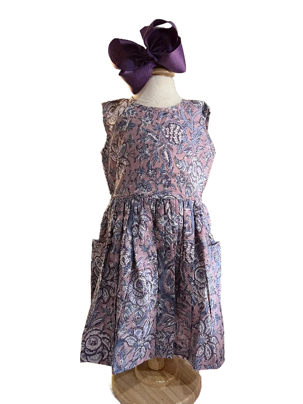 Lavender Floral Back Cut Dress