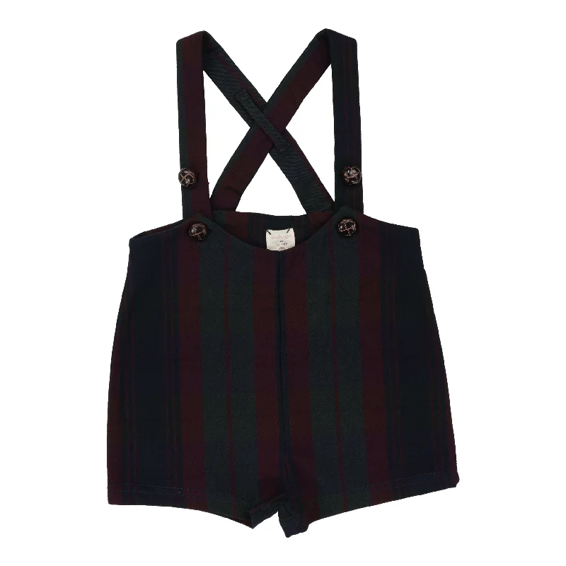 shorts plaid suspender - burgundy plaid