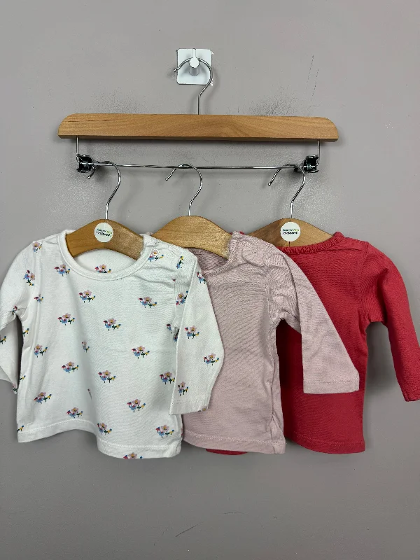 M&S 3pk Long Sleeve T-shirts 0-3m