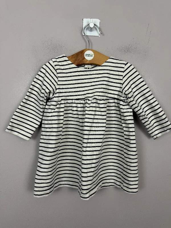 M&S neutral stripe jersey Dress 3-6m