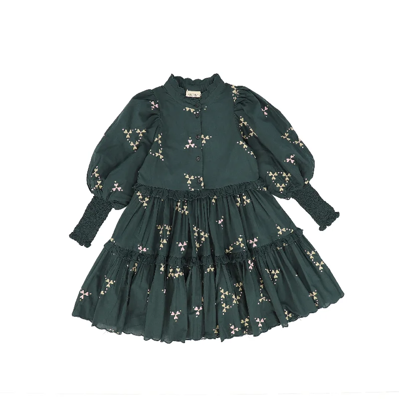 MARMAR COPENHAGEN DARK GREEN EMBROIDERED HEART DRESS [FINAL SALE]