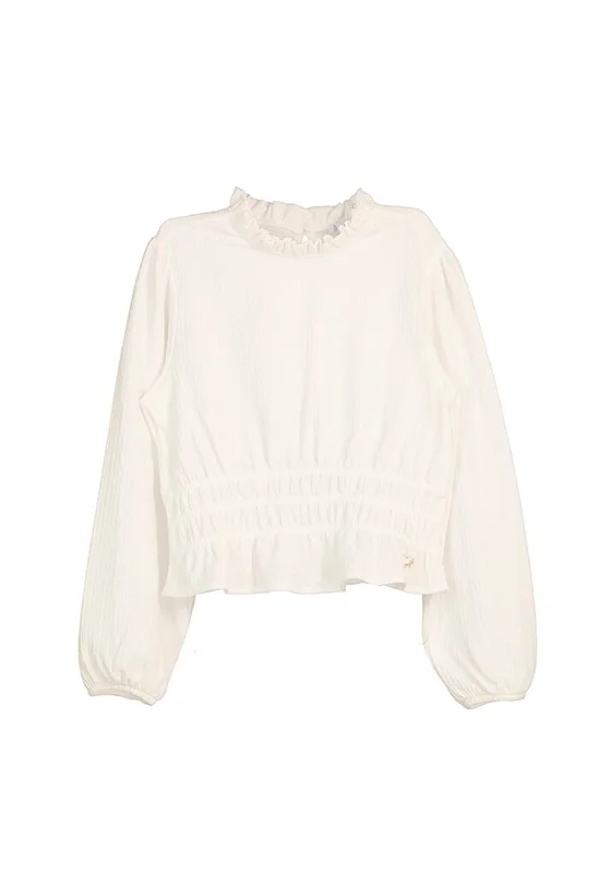 Mayoral Older Girl High Neck Blouse, Cream