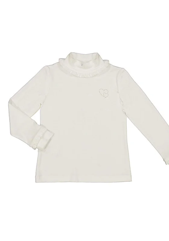 Mayoral Girl Basic Long Sleeve Turtleneck Top, Off White