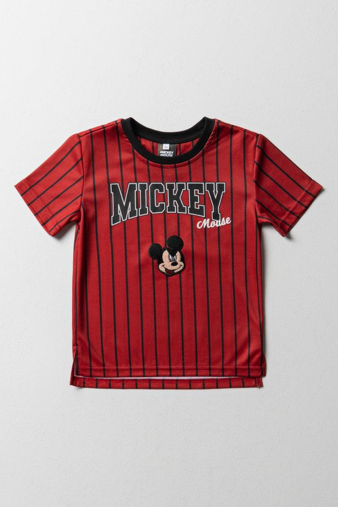 Mickey Mouse Mesh Short Sleeve T-Shirt Red