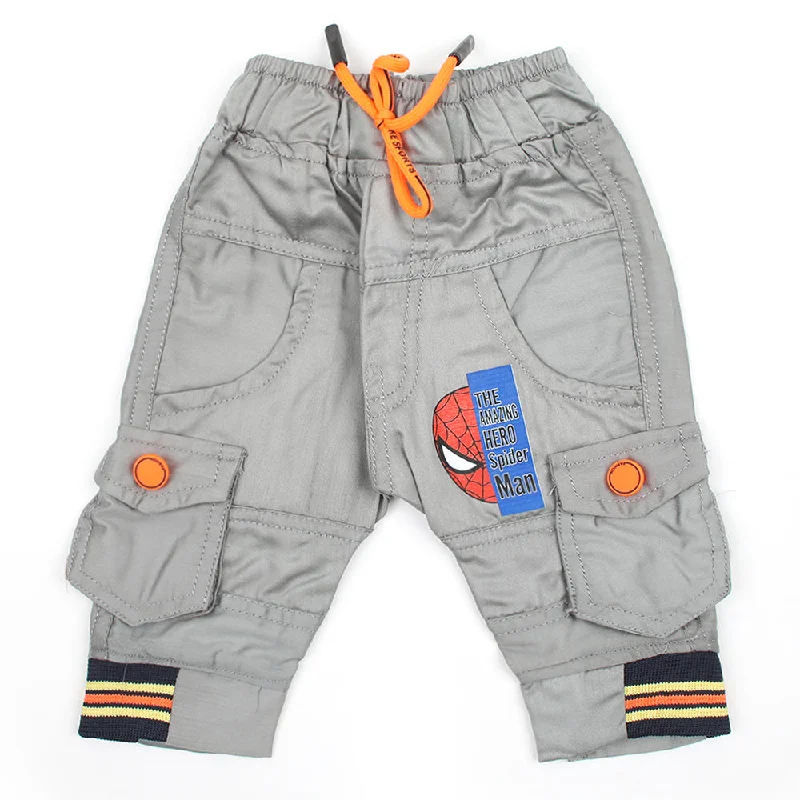 Newborn Boys Cotton Pant - Grey