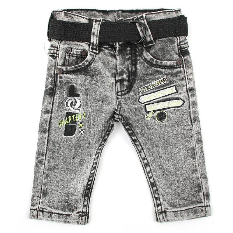 Newborn Boys Denim Pant - Grey